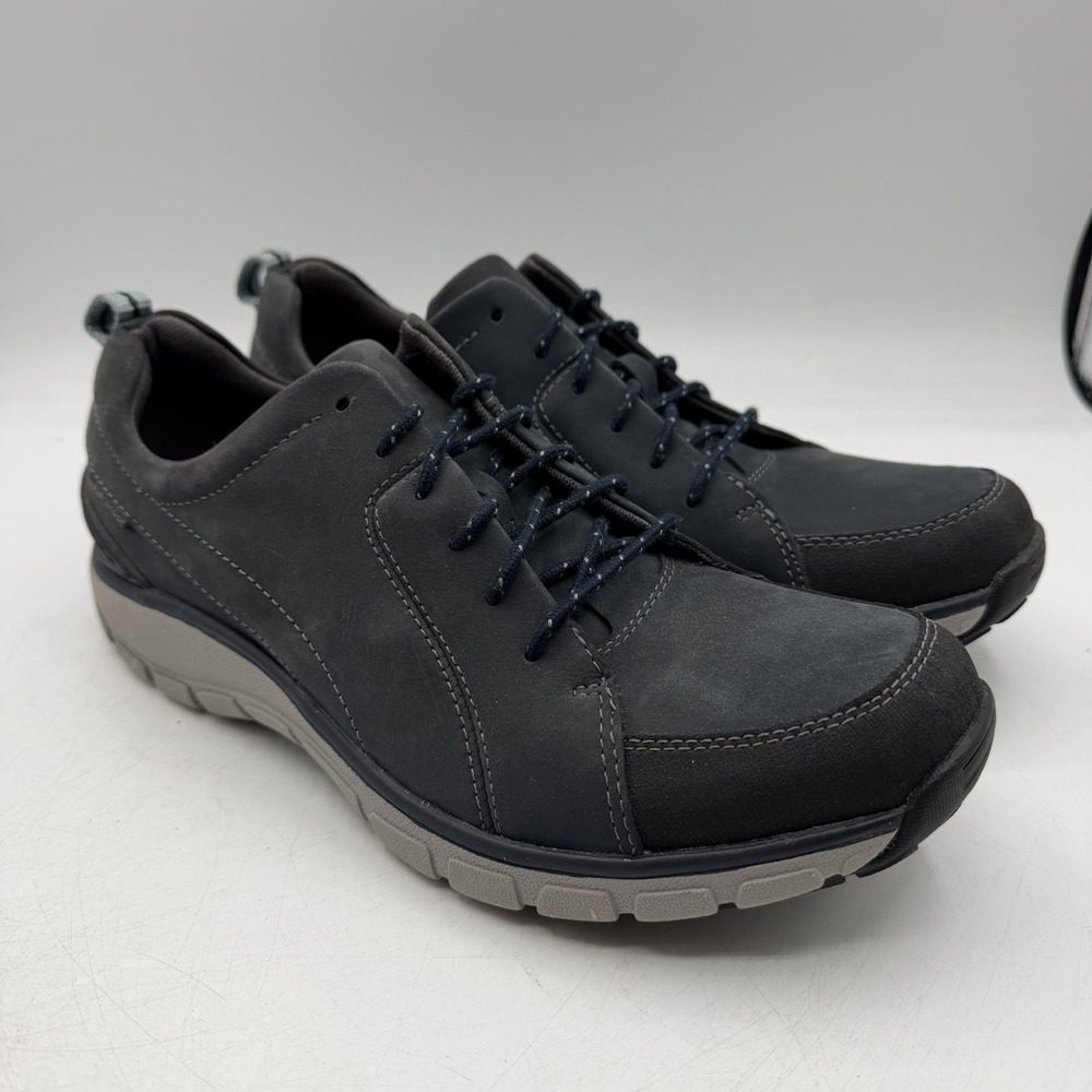 Clarks Wave Go Shoes Womens Sz 9.5 M Navy Blue Waterproof Nubuck Leather Sneaker